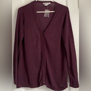 Winter Silks Long Sleeve Silk Blend V-Neck Cardigan, Size: Médium